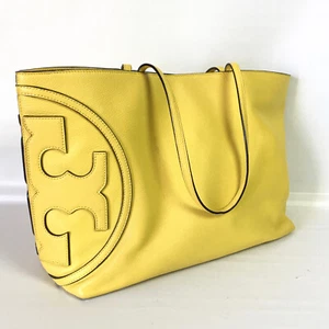 Tory Burch All T Tote Yellow Leather East West Shoulder Bag - Picture 1 of 15