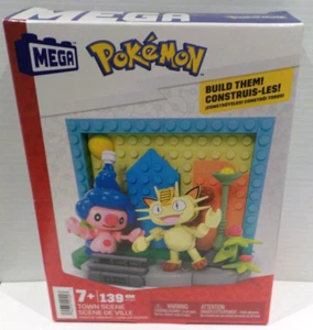 Pokémon Mega Construx Town Scene Set (139 pc HTJ03) Meowth Mime Jr - Picture 1 of 12