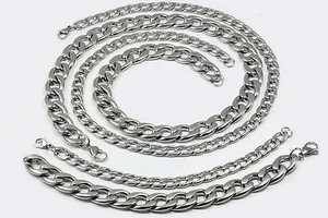 Collar blindado set pulsera acero inoxidable cadena collar de hombre, nuevo - Imagen 1 de 11