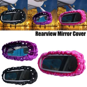 1x Plush Diamond Rearview Mirror Cover Decor For SUV Car Interior Accessories - Picture 1 of 12