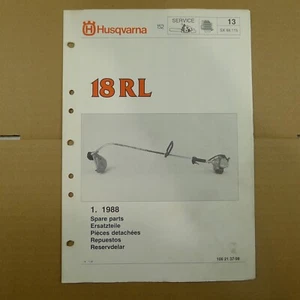 Fabricante de fabricante de equipos originales Husqvarna 18RL recortadora de cuerdas lista de piezas ilustradas IPL, 1988 - Imagen 1 de 1