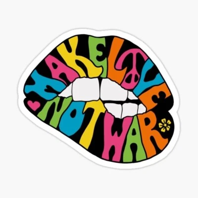 MODERN WORKS make love not war kiss sticker- Laptop Sticker / Water Bottle Sticker / Animals