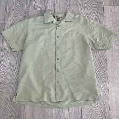 Camisa Harrington para hombre con botones talla L verde rayón Foto 1 de 4