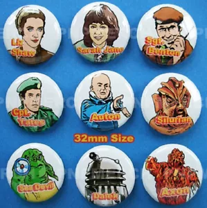 SUGAR SMACKS DOCTOR WHO Set of 9 'TRIBUTES' BADGES - NEW 32mm size! - Picture 1 of 4