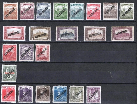 HUNGARY 1918. KOZTARSASAG OP.COMPLETE COLLECTION reaper-parliament etc. MNH (**) Cover