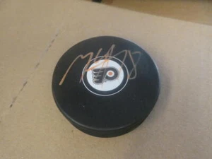 Marc Staal Philadelphia Flyers Signed logo Puck COA  Orange - Picture 1 of 1