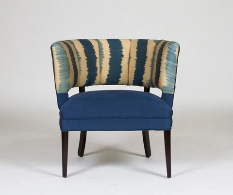 1950's Hollywood Regency Channel Back Chair - Turkish Silk Ikat Cover