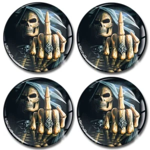 4 pegatinas de silicona de 68 mm para tapacubos centrales de rueda insignia calavera - Imagen 1 de 3
