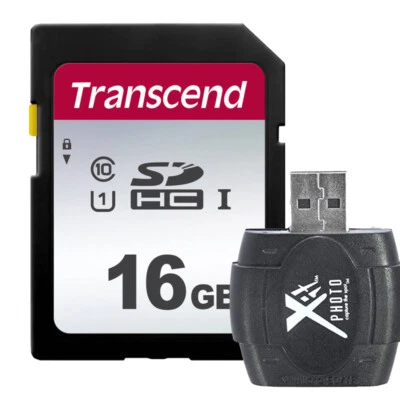 Transcend 16GB SDHC Class 10 Memory Card + SD Reader for Nikon Canon Fuji Sony - Image 1 of 2