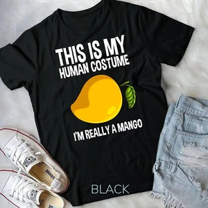 Funny This Is My Human Costume Mango Fruit Lover Men Women Unisex T-shirt - Picture 1 of 11
