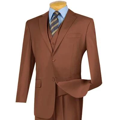 VINCI Men's Cognac 3-Piece 2-Button Classic-Fit Suit - NEW - Image 1 of 3