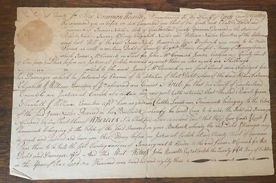 1783 PENNSYLVANIA HANDWRITTEN MANUSCRIPT ESTATE ~ James Nailor ~ RARE WATERMARK - Image 1 of 4