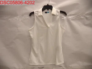 PGA Tour Damen hellweißes Airflux Mesh ärmelloses Poloshirt, M 717312381290 - Bild 1 von 9