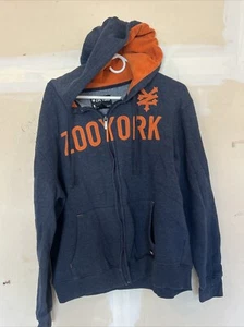Y2K Zoo York Fleece Knit Zip Up Hoodie Mens XL Chest 25 Blue Skater Grunge - Picture 1 of 5