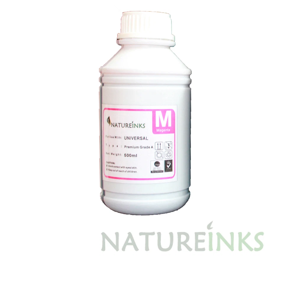 NATUREINKS Botella de tinte de tinta de recarga universal magenta premium de 500 ml cartuchos recargables CISS