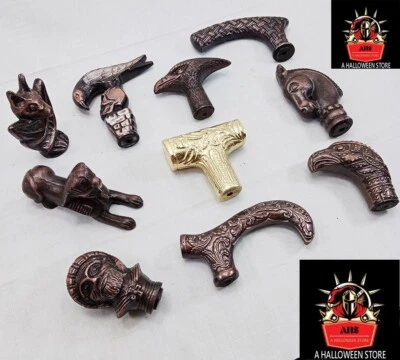 Lote de 10 Mangos de Cabeza Diferentes Antiguos Solo para Bastón de Madera Bastón Regalo Foto 1 de 4