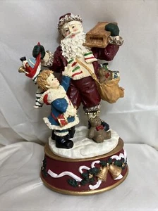 Vintage “Here Comes Santa Claus” Christmas Santa with Boy Music box Figure - Picture 1 of 6