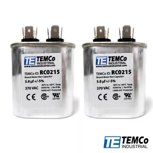 Condensador de funcionamiento ovalado TEMCo 5 uf/MFD 370 VAC 50/60 Hz -Lote-2 - Imagen 1 de 3