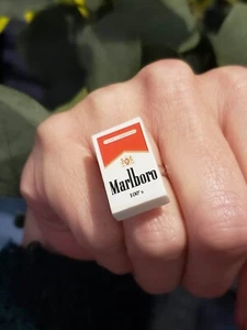 Handmade CIGARETTE PACKET RING fag ADJUSTABLE fags MINIATURE fab CIGS straights - Picture 1 of 2