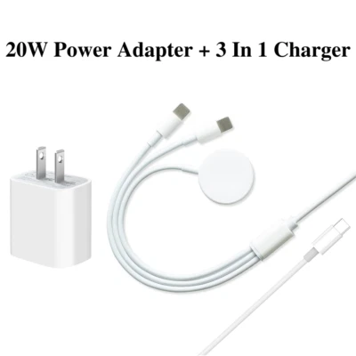 Cable cargador rápido magnético bloque USB C para Apple Watch 7/6/5/4/3/2/1/SE iPhone Foto 1 de 4