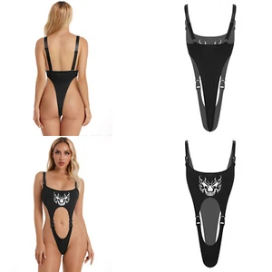 Womens Nightwear Costume Leotard Shoulder Strap Bodysuit One Piece Bathing Suit - Picture 1 of 27