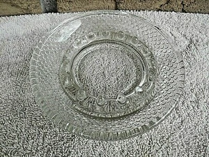 VINTAGE CLEAR GLASS ASHTRAY 5" INCHES ROUND BUBBLE DOTS - Picture 1 of 4
