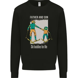 Skiing Father & Son Ski Buddies Fathers Day Kids Sweatshirt Jumper - Picture 1 of 92