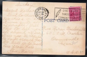 1951 Prexie Sologebrauch 808 Virgin Islands Postkarte Charlotte Amalie VI nach Texas - Bild 1 von 2