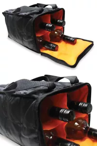 Insulated Wine Bottle Tote - Carry Up To 4 Bottles - Padded With Zipper Closure - Picture 1 of 1