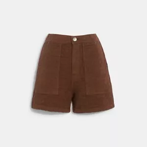 Coach MEN Signature Logo Embossed Brown Shorts 6” Inseam Size 32 $295 - Picture 1 of 7