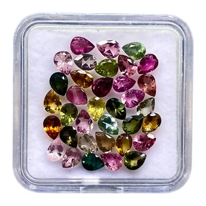 35 Pcs Natural Tourmaline 4x3mm Pear Cut Multi Color Loose Gemstones 5.00 Cts - Picture 1 of 8