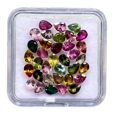 35 Pcs Natural Tourmaline 4x3mm Pear Cut Multi Color Loose Gemstones 5.00 Cts - Image 1 of 4