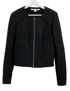 Diane Von Furstenberg Reza Ceramic Structured Cropped Jacket Black L/S Size 6 - Picture 1 of 13