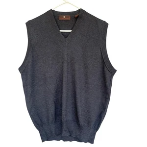 Toscano Sweater Vest Mens Large Gray Merino Wool Made Italy Pullover Lightweight - Picture 1 of 9