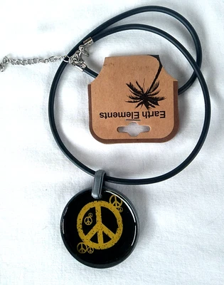 Collar Colgante Paz Mundial Unisex Adolescentes Hombres 20" Adj Regalo Vendedor de EE. UU. Nuevo Con Etiquetas Foto 1 de 4