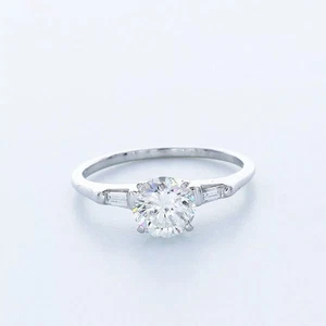 14K Gold 3-Stone Engagement Ring Petite 1.78 Carat Round Lab-Grown Diamond E VS2 - Picture 1 of 5
