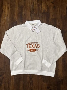 NWT Nike Texas Longhorns Long Sleeve Polo Rugby Fleece Shirt FN7608 Men’s XL. F5 - Picture 1 of 8