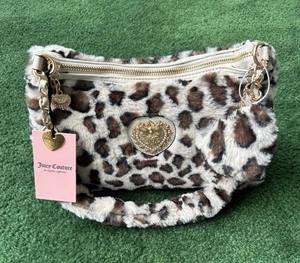 Juicy Couture Snow Leopard Print Love Furry Friends Hobo Fell Schultertasche Viral - Bild 1 von 11