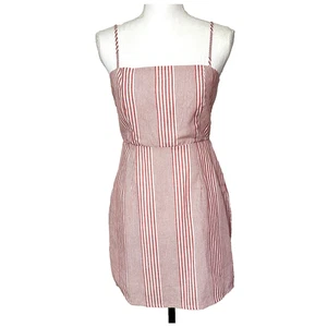 Favlux Sleeveless Sz M Red White Tie Back Cotton Mini Dress Sundress - Picture 1 of 6