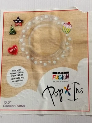 DEMDACO стекла Fusion Pop Ins большой 15,5 «круглый каждый день блюдо точки новый! - Изображение 1 из 4