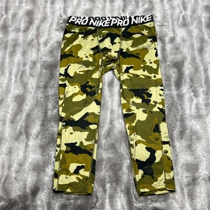 Nike Pro Pants Mens Extra Large Green Camo Training Tights 3/4 Length DriFit - Picture 1 of 13
