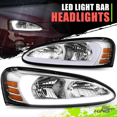 3D LED DRL Headlights Chrome Housing Amber Corner For 04-08 Pontiac Grand Prix - Image 1 of 4