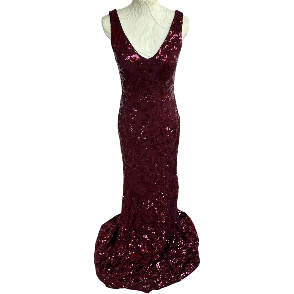 Special Occasion Dress Sz 9 Sequin Long Formal Gown With Train Whimsigoth Prom - Image 1 of 4