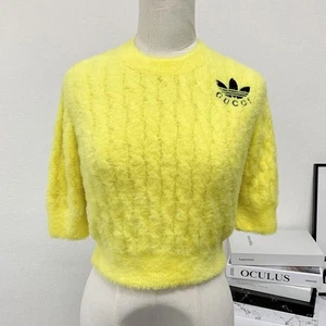 Gucci Adidas Logo Short Sleeve Top Yellow #M58 - Picture 1 of 7
