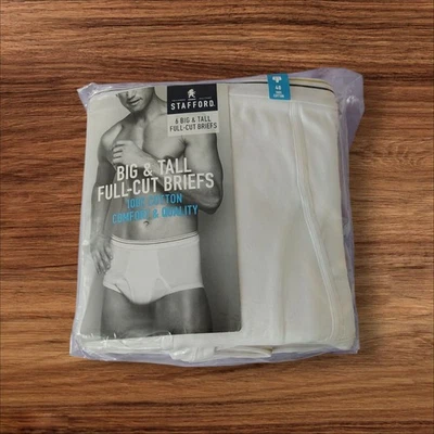 NWT 6 PAIR STAFFORD MEN'S FULL CUT WHITE BRIEFS BIG & TALL 100% COTTON SIZE 48 - Image 1 of 2