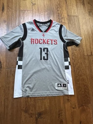 ADIDAS-Houston Rockets- James Harden Gray SS Jersey Size M **hem Partly Undone** - Image 1 of 4