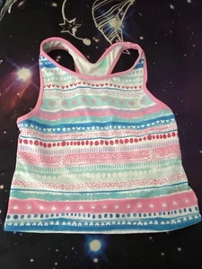 Eddie Bauer Girl’s Swim Tank Top M 10 12 Pink Blue Prints Reversible Chest 26” - Picture 1 of 4