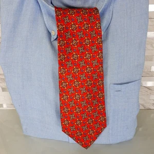 Foulard Krawatte Herren rot Blumen Medaillon viktorianisch Seide Boho Krawatte Anzug AEGON - Bild 1 von 7
