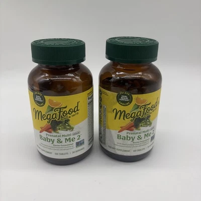 2 MegaFood Baby & Me 2 Prenatal Multi Vitamin  Minerals 120 Tabs Exp: 07/2026 - Image 1 of 4