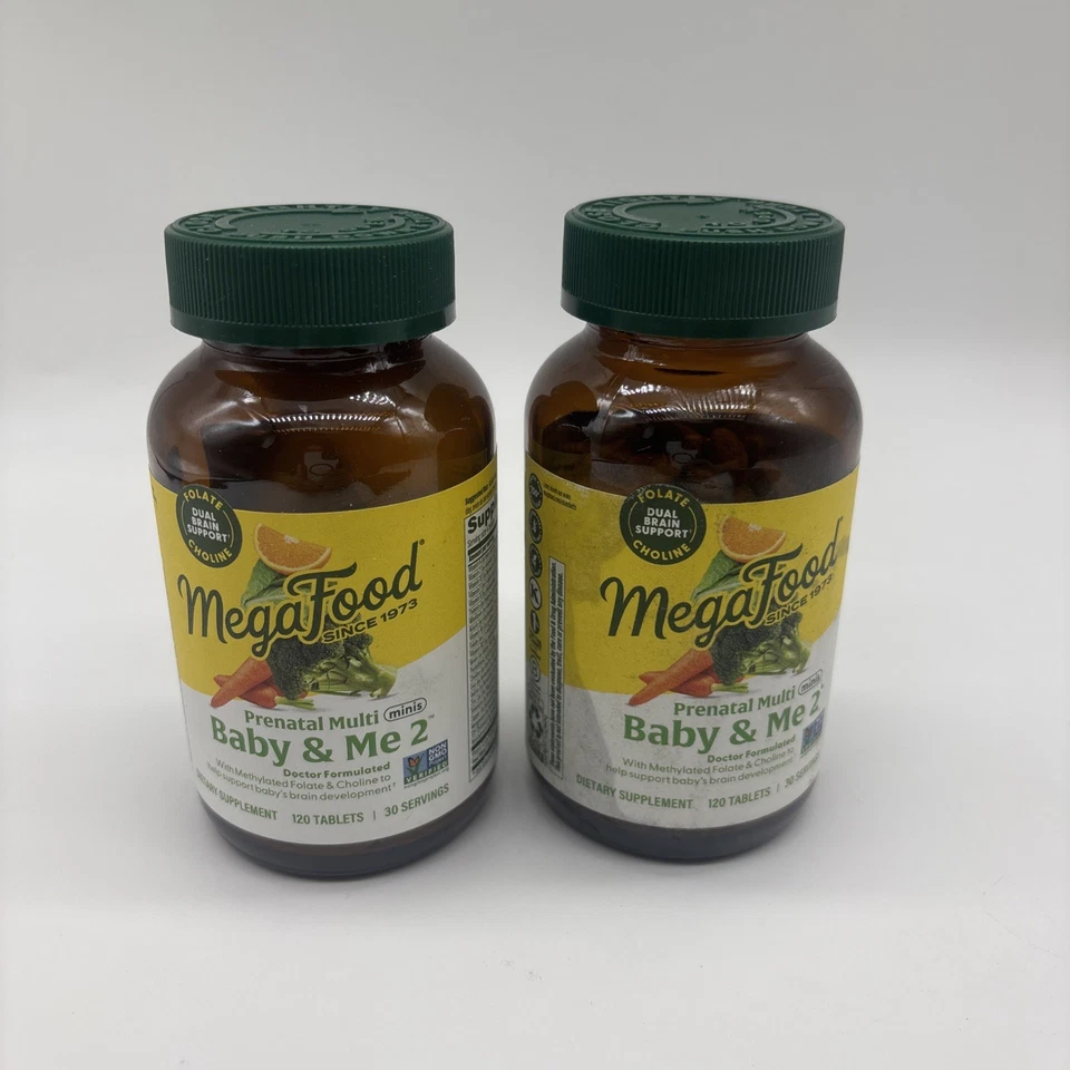 MegaFood Baby and Me 2 Prenatal Multi Minis 120 Tabs Baby's Brain Folate